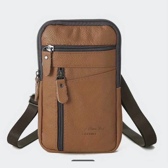 Leather Phone Bag Brown - Picture 1 of 8